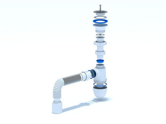 Сифон для кухонной мойки Анипласт C0110 1 1/2 с гибкой трубой 40х40/50 мм цвет Хром Белый