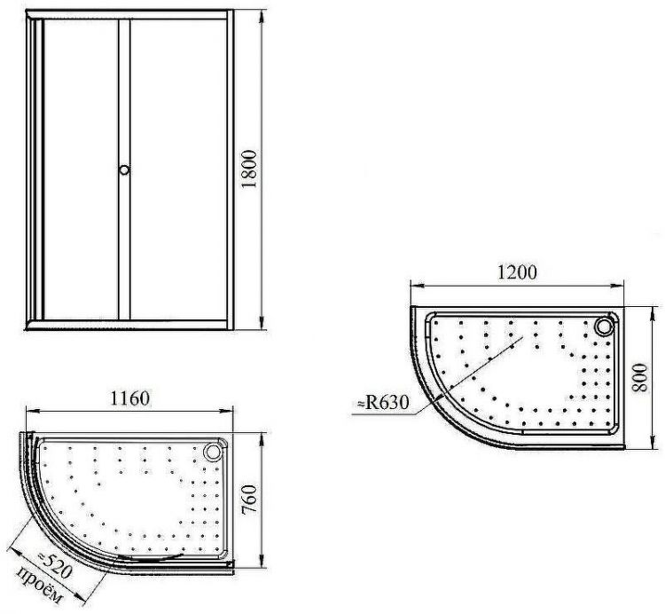 Душевой уголок Radomir Соул 2 120x80 R 1-03-6-2-0-0090 профиль Черный стекло прозрачное Душевой уголок Radomir Соул 2 120x80 R 1-03-6-2-0-0090 профиль Черный стекло прозрачное