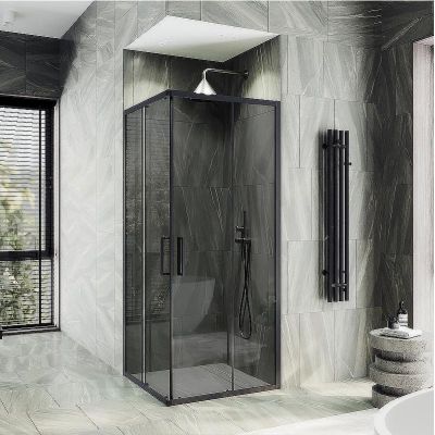 Душевой уголок Maybah Glass MGY-1334-6 1000x1000x1950 раздвижной профиль Черный стекло графитовое