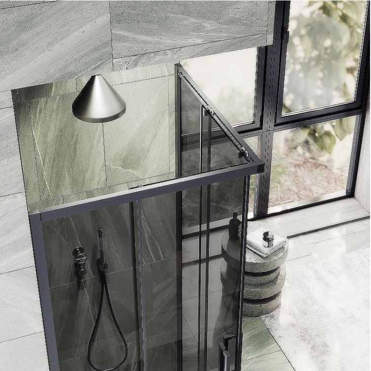 Душевой уголок Maybah Glass MGY-1334-6 1000x1000x1950 раздвижной профиль Черный стекло графитовое