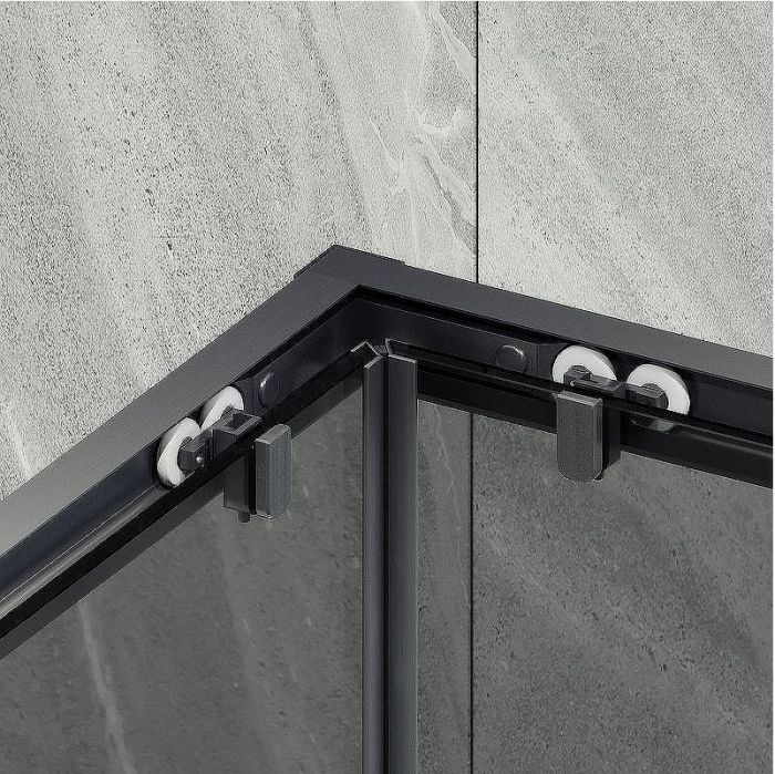 Душевой уголок Maybah Glass MGY-1334-6 1000x1000x1950 раздвижной профиль Черный стекло графитовое