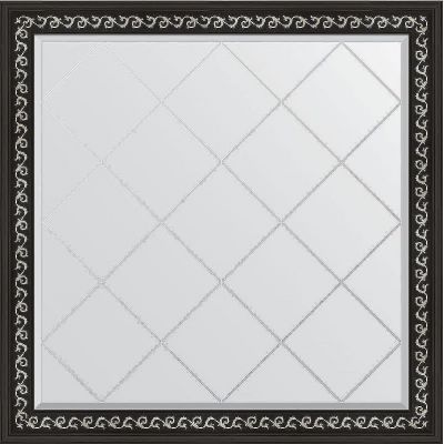 Зеркало Evoform Exclusive-G 105х105 BY 4440 с гравировкой в багетной раме - Черный ардеко 81