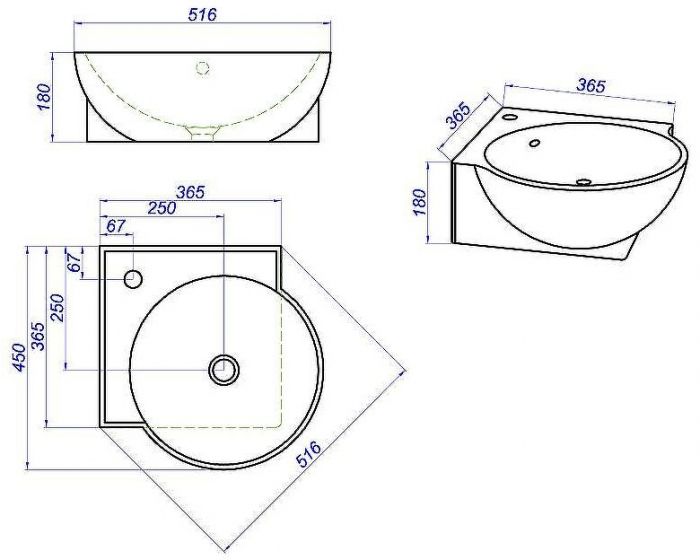 Раковина Aqwella Дельта 45 4640021061435 угловая Белая