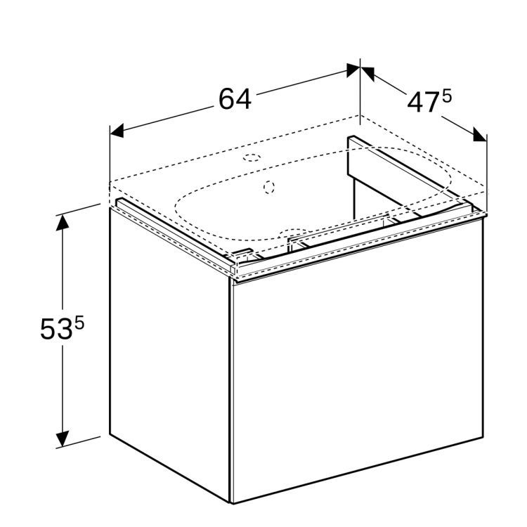 Тумба под раковину Geberit Acanto , 64x48, лавовый [500.610.JK.2]