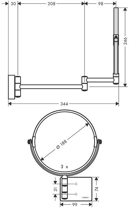 Hansgrohe AddStoris Косметическое зеркало, цвет: белый матовый
