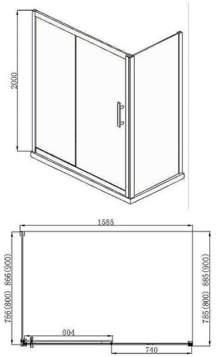 Душевой уголок Aquanet Delta NPE1131 160х90 273609 профиль Хром стекло прозрачное