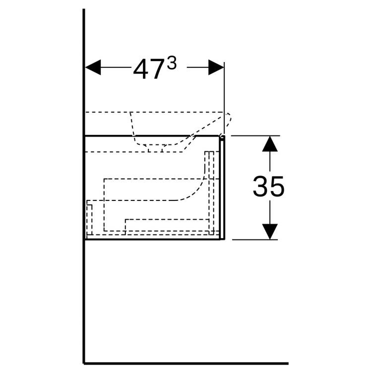 Тумба под раковину Geberit Xeno? 1595х350х475 мм, 2 ящика, матовый серый [500.346.00.1]