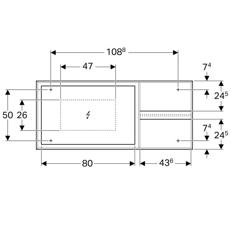 Зеркало Geberit Citterio с подсветкой и с ящиком 133.4х58.4х14, темный дуб [500.571.JJ.1]