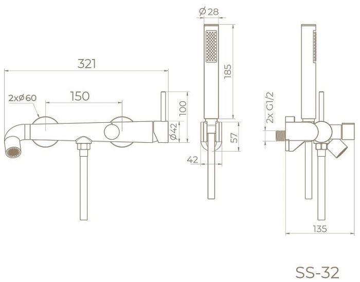 Смеситель для ванны Knotlor Elixir SS-32/BL цвет Черный матовый