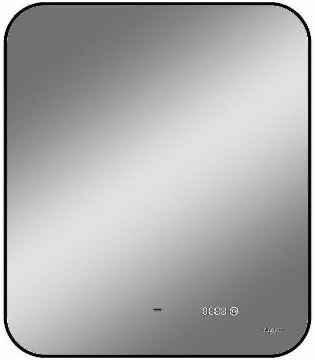 Зеркало Reflexion Black View 600х700 RF4002BV с подсветкой Черное с бесконтактным выключателем, диммером и часами
