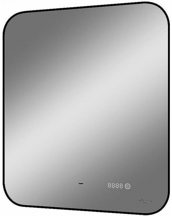 Зеркало Reflexion Black View 600х700 RF4002BV с подсветкой Черное с бесконтактным выключателем, диммером и часами