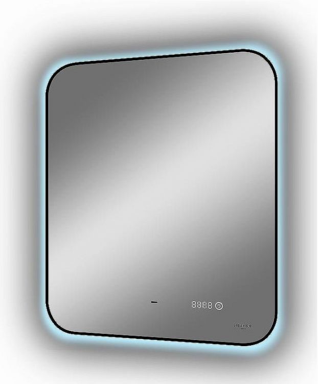 Зеркало Reflexion Black View 600х700 RF4002BV с подсветкой Черное с бесконтактным выключателем, диммером и часами