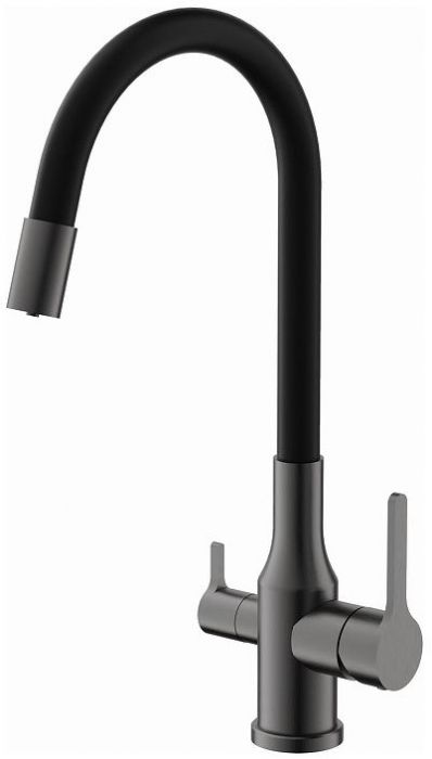Смеситель для кухни Belz B76814-3 цвет Оружейная сталь Черный