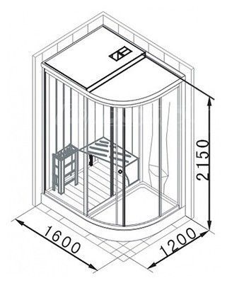 Душевая кабина Appollo AG-0203 с баней и финской сауной, левая Душевая кабина Appollo AG-0203 с баней и финской сауной, левая