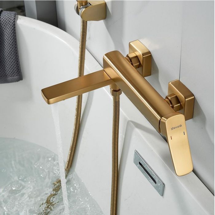 Смеситель для ванны Shevanik S99G S9952G цвет Золотой сатин