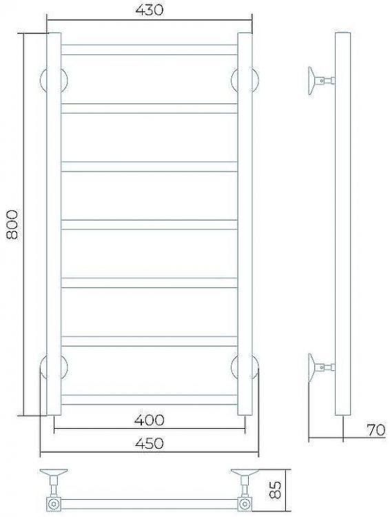 Водяной полотенцесушитель Larusso Феличия П7 400x800 4670078535504 Хром