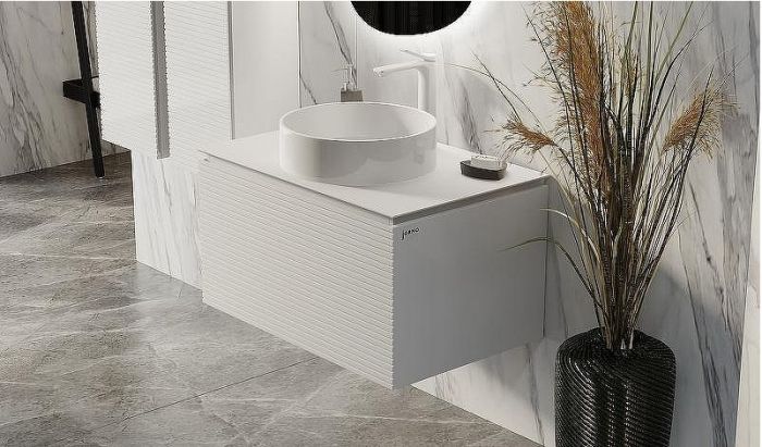 Тумба под раковину Jorno Stone 80 Stn.01.80/P/W/JR подвесная Белая