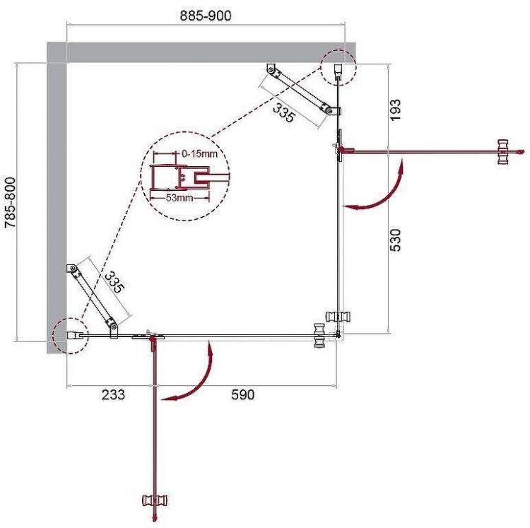Душевой уголок BelBagno Kraft 90х80 KRAFT-AH-22-90/80-C-Cr-L профиль Хром стекло прозрачное