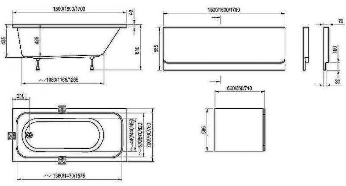 Акриловая ванна Ravak Chrome 170x75 C741000000 без гидромассажа