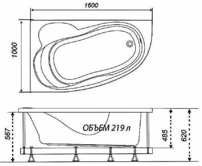 Акриловая ванна Triton Николь 160x100 R Щ0000048680 без гидромассажа