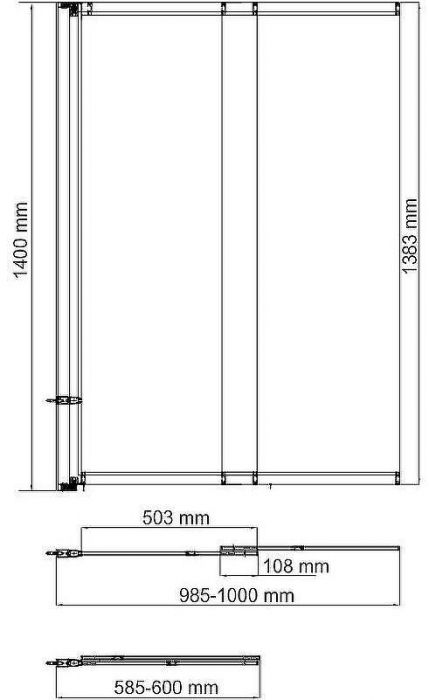 Шторка на ванну WasserKRAFT Main 100 L 41S02-100 LM профиль Хром стекло матовое