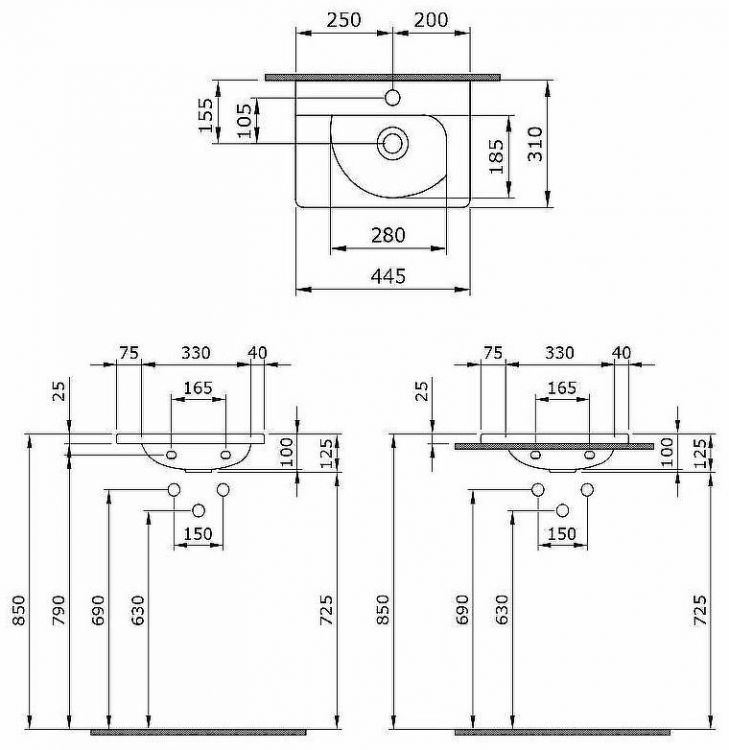 Раковина Bocchi Taormina Arch 45 1015-020-0126 Антрацит матовая