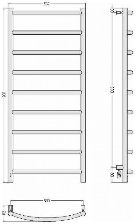 Электрический полотенцесушитель Сунержа Галант 4.0 1200x500 L 12-0830-1250 Белый
