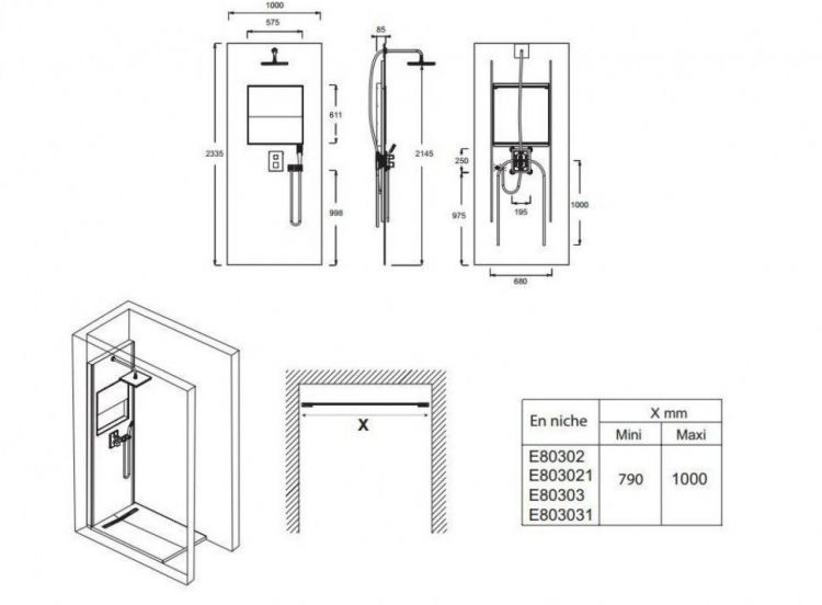 Душевая система Jacob Delafon Ecrin E803031-D36 Душевая система Jacob Delafon Ecrin E803031-D36