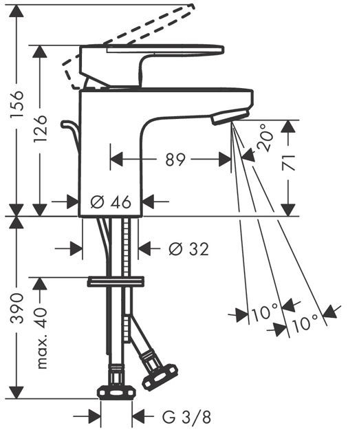 Hansgrohe Vernis Blend Смеситель для раковины, излив 70 мм, с донным клапаном, цвет: матовый черный