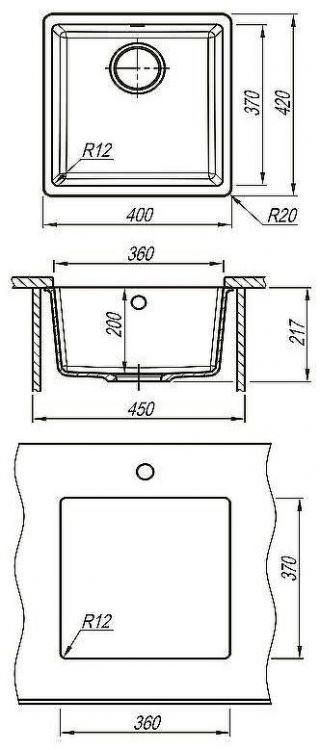 Кухонная мойка Lemark Sinara 400-U 9910063 Грей