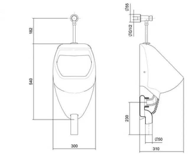 Писсуар Santek Гала 1WH501805 цвет Белый со смывным устройством и сифоном