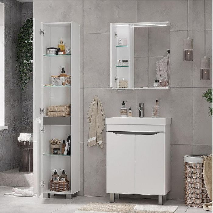 Зеркало со шкафом Volna Lake 60 L zsLAKE60.L-01 с подсветкой Белое