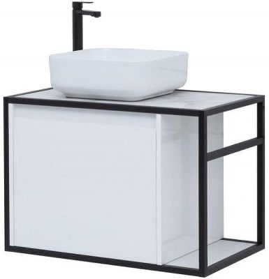 Тумба под раковину Aquanet Nova Lite Loft 75L 261650 подвесная Белый глянец