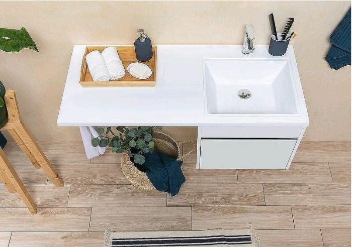 Тумба с раковиной Aquanet Токио 130 R 239218 подвесная Белая