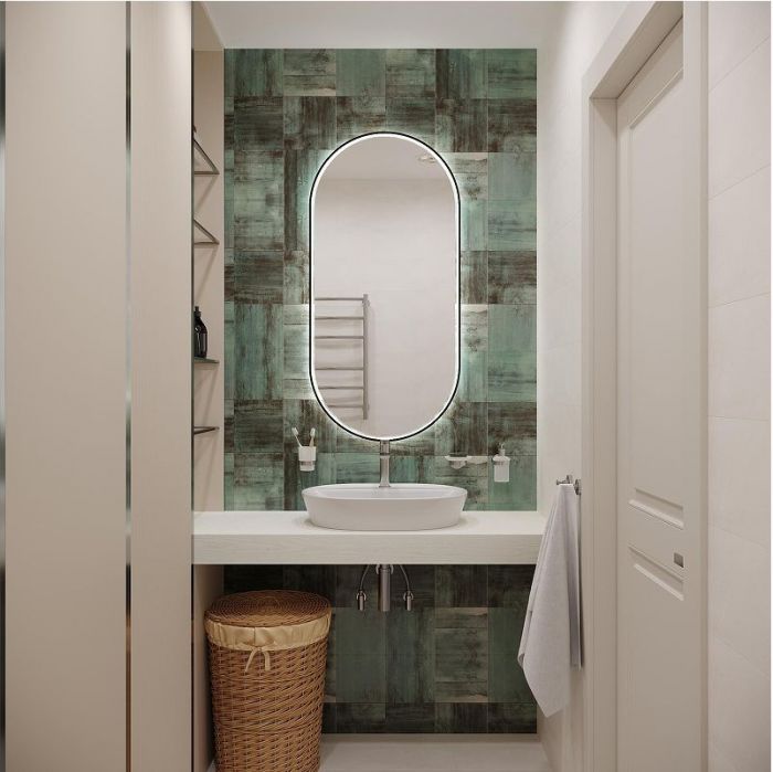 Зеркало Wellsee 7 Rays' Spectrum 55 172202010-172202020 с подсветкой цвет Черный матовый с сенсорным выключателем