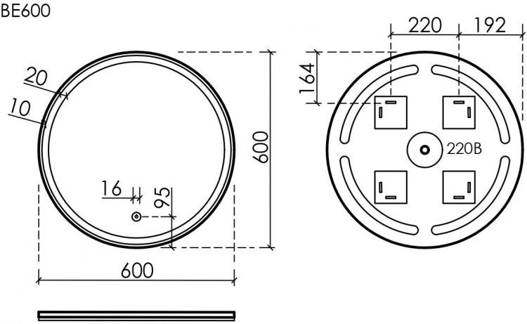 Зеркало SANCOS с подсветкой Bella 600 мм, BE600 Зеркало SANCOS с подсветкой Bella 600 мм, BE600