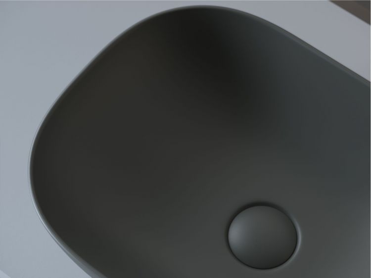 Умывальник чаша SANCOS Element накладная прямоугольная (цвет Темный Антрацит Матовый) 455x325x135мм, CN6009MDH