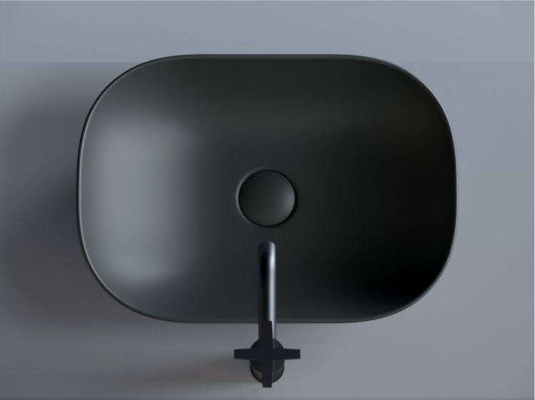 Умывальник чаша SANCOS Element накладная прямоугольная (цвет Темный Антрацит Матовый) 455x325x135мм, CN6009MDH