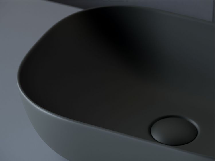 Умывальник чаша SANCOS Element накладная прямоугольная (цвет Темный Антрацит Матовый) 455x325x135мм, CN6009MDH