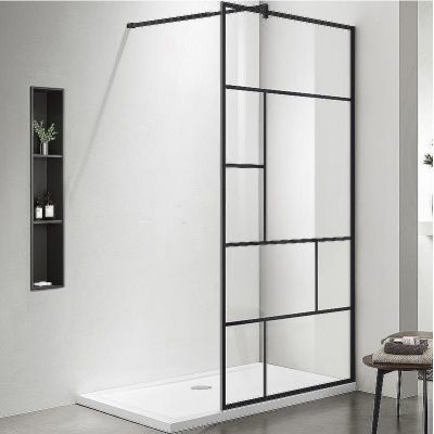 Душевая перегородка Aquatek 100 AQ WIW Print 10020BL профиль Черный стекло прозрачное