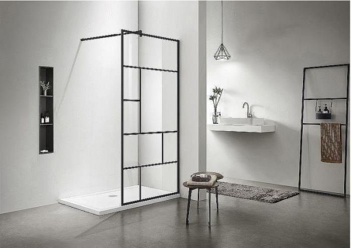 Душевая перегородка Aquatek 100 AQ WIW Print 10020BL профиль Черный стекло прозрачное