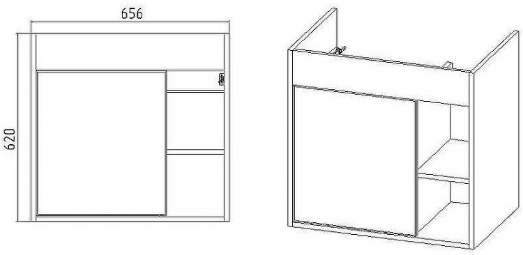 Тумба под раковину VIANT Бостон 70 VBOS70CO-T1STP подвесная Белая Дуб Вотан Тумба под раковину VIANT Бостон 70 VBOS70CO-T1STP подвесная Белая Дуб Вотан