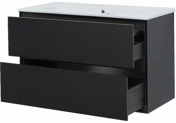 Тумба под раковину Aquanet Милан 105 316690 подвесная Черный глянец