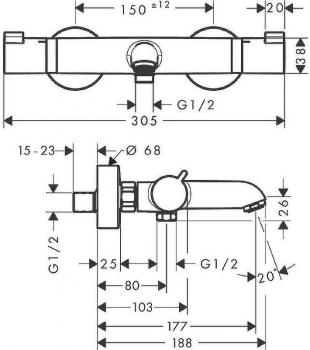 Смеситель для ванны Hansgrohe Ecostat Comfort 13114670 с термостатом Черный матовый