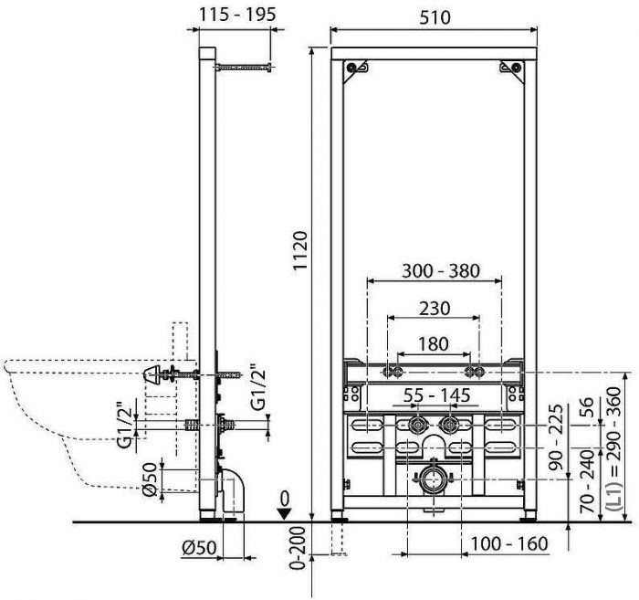 Инсталляция Ravak X01704 для биде Красная
