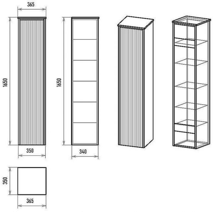 Шкаф пенал Brevita Elche 35 L ELC-05035-010L Серый кашемир Золото