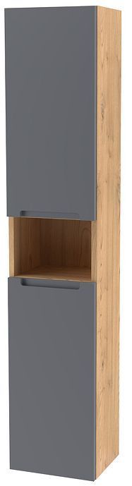 Шкаф пенал ЗОВ Дион 30 DPGD подвесной цвет Графит матовый Дуб медовый
