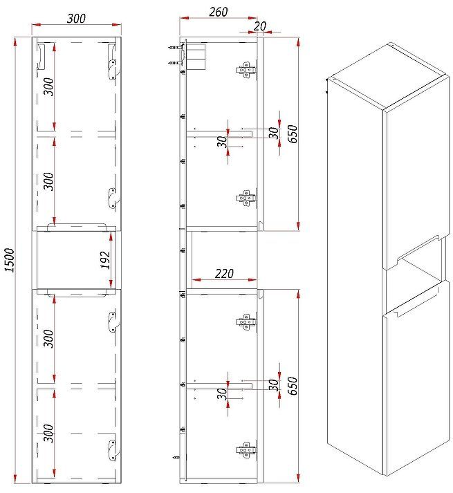 Шкаф пенал ЗОВ Дион 30 DPGD подвесной цвет Графит матовый Дуб медовый