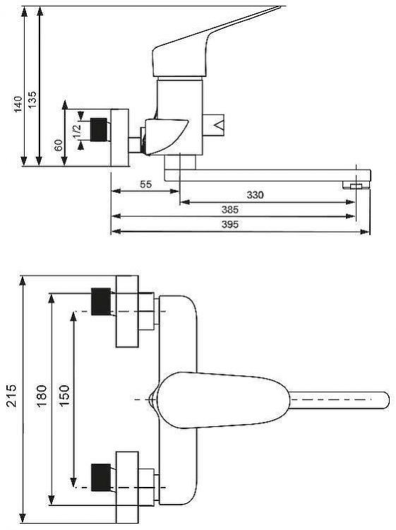 Смеситель для ванны WesnaArt Nova NOV03-320 универсальный Хром