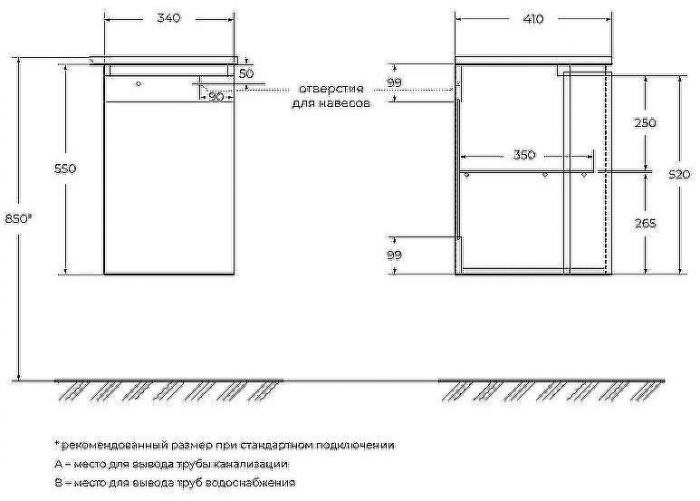 Подвесной шкаф Cezares Vague 34 R 54848 Rovere sbiancato